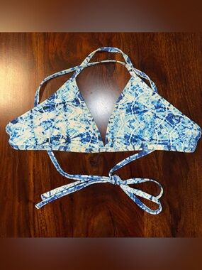 Jolyn Blue and White Triangle Bikini Top